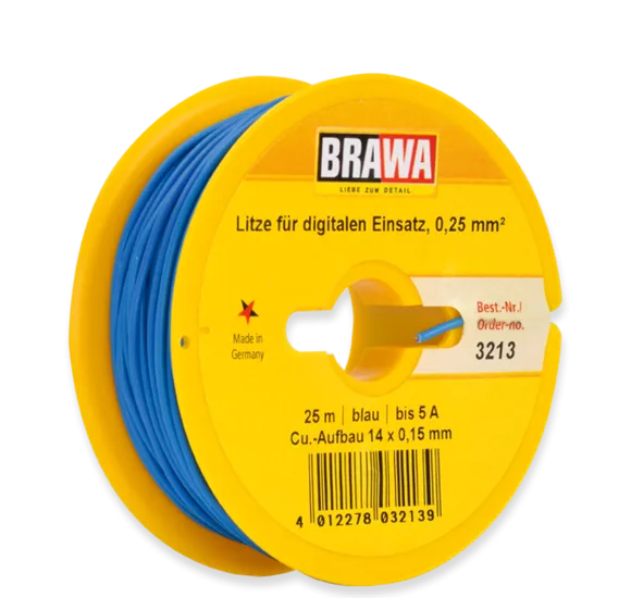 BRAWA 3213 Litze für digitalen Einsatz, 0,25 mm², blau 