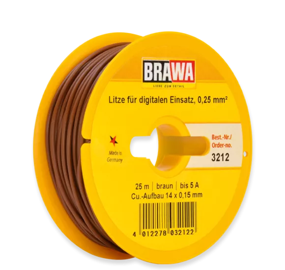 BRAWA 3212 Litze für digitalen Einsatz, 0,25 mm², braun 
